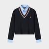 Women's Faux Two-Piece Pullover Sweater