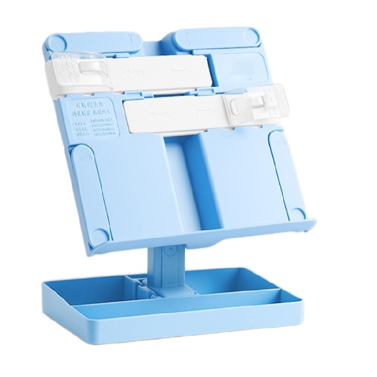 

Foldable Plastic Reading Stand Adjustable Textbook Stand Folding Book Rest with Page Clips for Book Tablet Music Scores синій