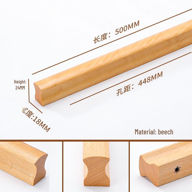 I-Shaped Solid Wood Cabinet Handle - Minimalist Japanese Design for Drawers and Wardrobes