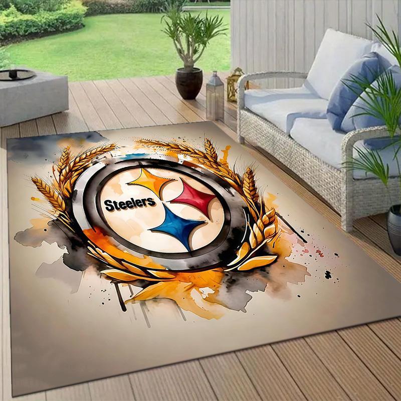 Pittsburgh Steelers3 Flannel Pattern Square Carpet,Area Rug,Carpet Rug for Living Room Bedroom Sofa Playroom Decor,Non-slip Floor Mat