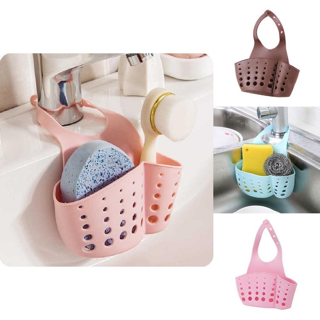 Versatile Kitchen Sink Soap Sponge Holder With Adjustable Strap For Easy Organizing