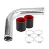 Tubo de Alumínio Universal Turbo Cotovelo 90 Graus Intercooler com 2 Mangueiras de Silicone 4 Abraçadeiras(70 mm)