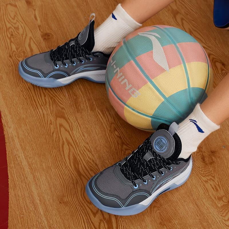 Li Ning Yu Shuai Low Anti-Slip Shock Absorbing Low-Top Basketball Shoes Kids Sneakers Shadow-Gray Thunder-Gray YKBS058-5