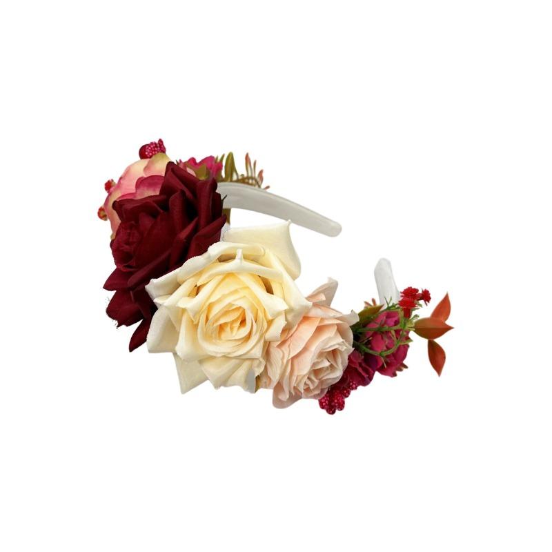European and American new simulation fabric rose headband women s wreath hair accessories headdress
