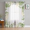 Summer Watercolor Eucalyptus Leaves Sheer Curtains for Living Room Decoration Window Curtains Kitchen Tulle Voile Curtains