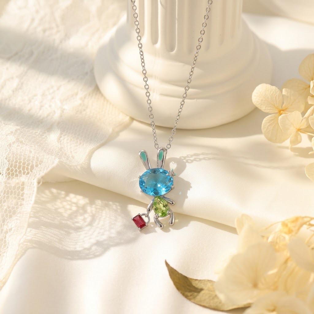 Colorful Cartoon Titanium Steel Zircon Pendant Necklace - Women's Light Luxury Clavicle Chain