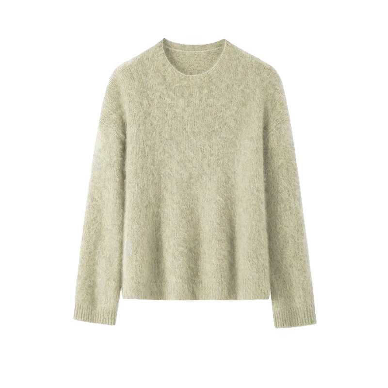 2026 Women's Loose Knit Pullover - Wool, Mulberry Silk, Cashmere Sweater with Brushed Yarn