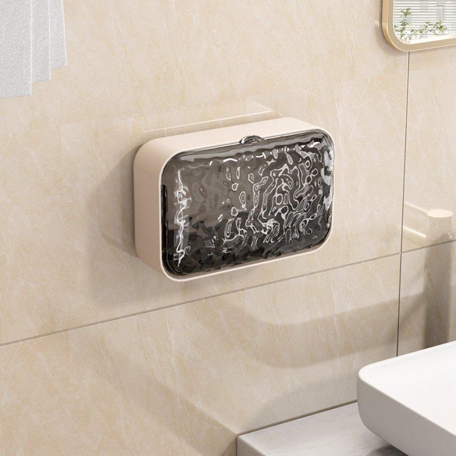 Glacier Pattern Wall-Mounted Double-Layer Soap Holder: Punch-Free Bathroom Storage Box