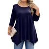 Womens Plus Size 3/4 Sleeve Shirts  Round Neck Tunic Tops Basic Loose Fit Tee Tops L-5XL