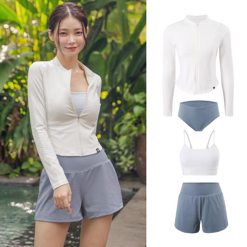 Unisex Couple s Quick-Dry Sun Protection Swimsuit: Women s Two-Piece for Diving, Snorkeling, Surfing; Men s Jellyfish Suit. L белый
