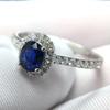 Female Big Blue Oval Zircon Stone Ring with  Stamp Vintage Wedding Band Silver Rings for Women Promise Engagement Ring