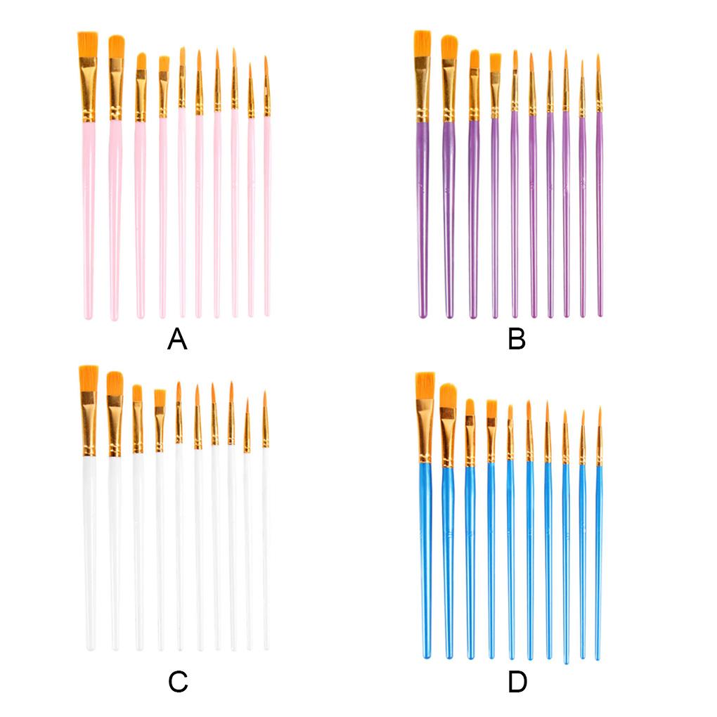 10 bucăți pensule cu mâner din lemn acuarelă acrilic copii pensule portabile accesorii pentru începători artiști