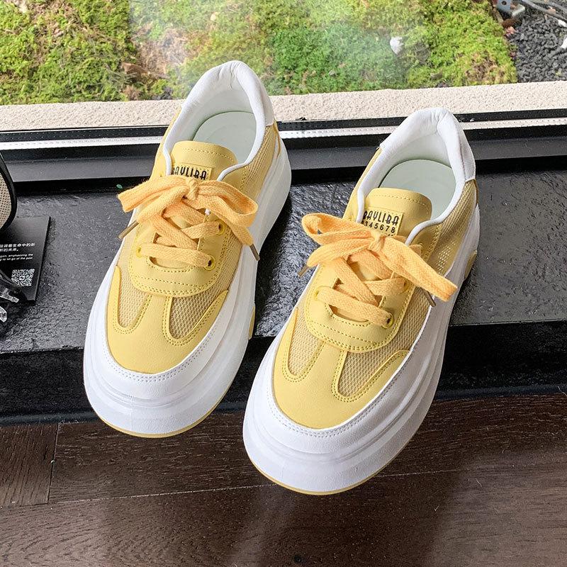 Women's Shoes Platform White Shoes Women's New Models In 2025 Summer Popular Breathable Net Shoes Student Versatile Sports Board Shoes
