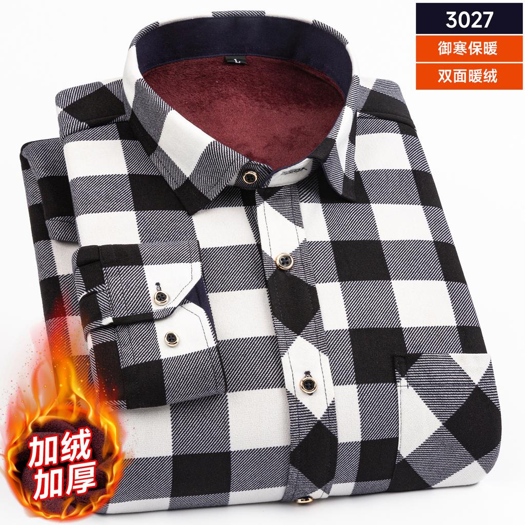 Pánské oboustranné fleecové košile s dlouhým rukávem a kostkovaným vzorem, silnější, zimní, ležérní, hřejivé, trendy, odolné proti chladu, pohodlné košile pro muže