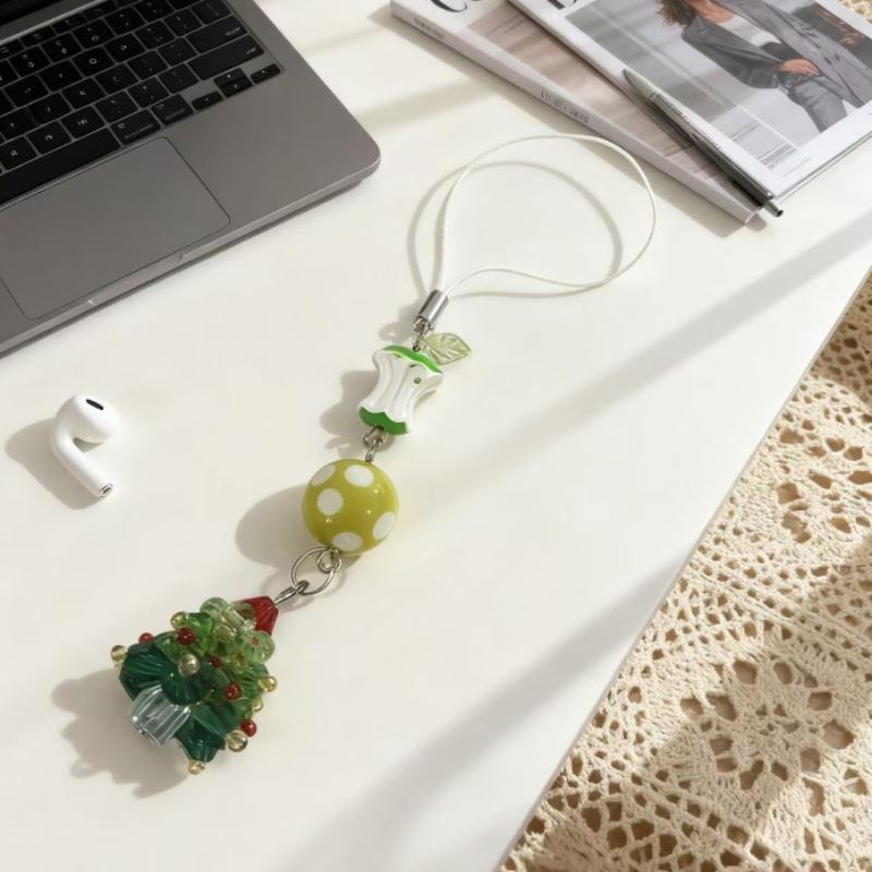 Weihnachts-Schlüsselanhänger Leicht Perlen Schlüsselanhänger Taschenanhänger Niedlicher Weihnachtsbaum Handyband Für Feiertagsgeschenke