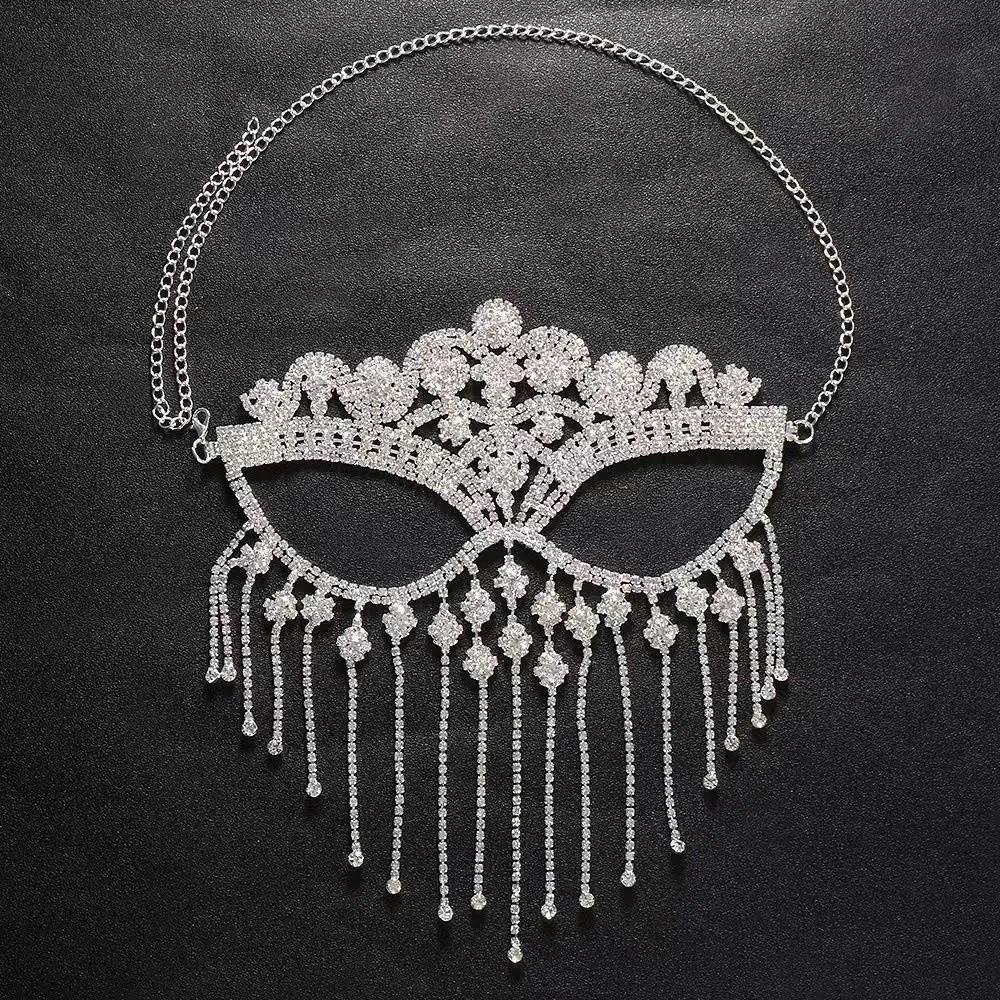 Retro Face Chain Luxury Veil Mask Bohemian Style Tassel Mask for Women