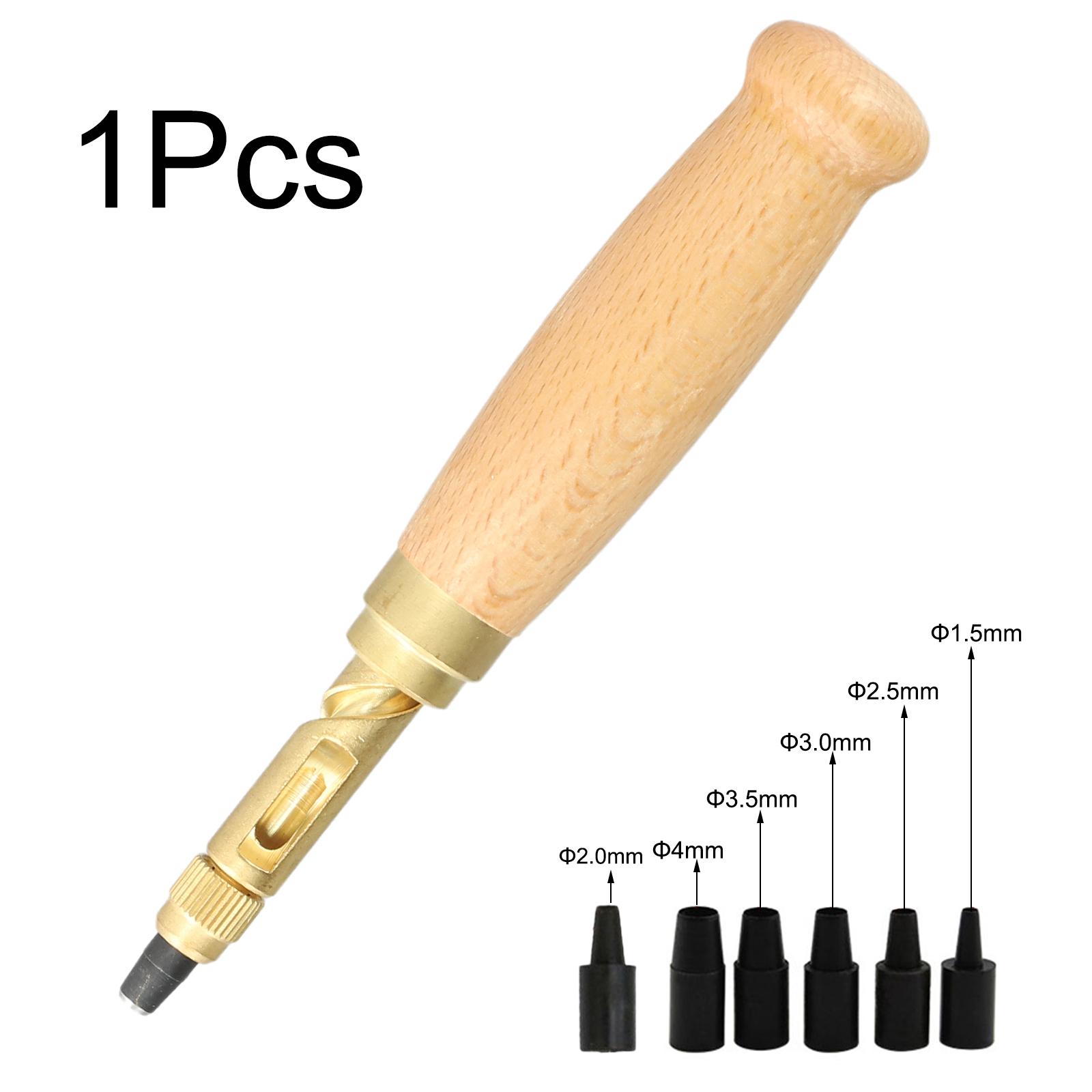 

Automatic Hole Puncher for Belts Screw Punch Leather Tool 1 54mm Tip Wide Chip Removal Groove for Leather Craft and Printing A