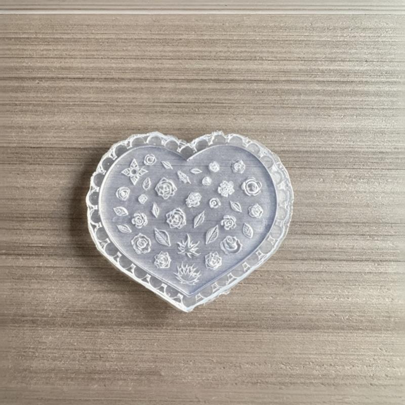3D Heart Shaped Clear Silicone Nail Art Mold With Multiple Patterns For Diy Nail Decoration Making Tools