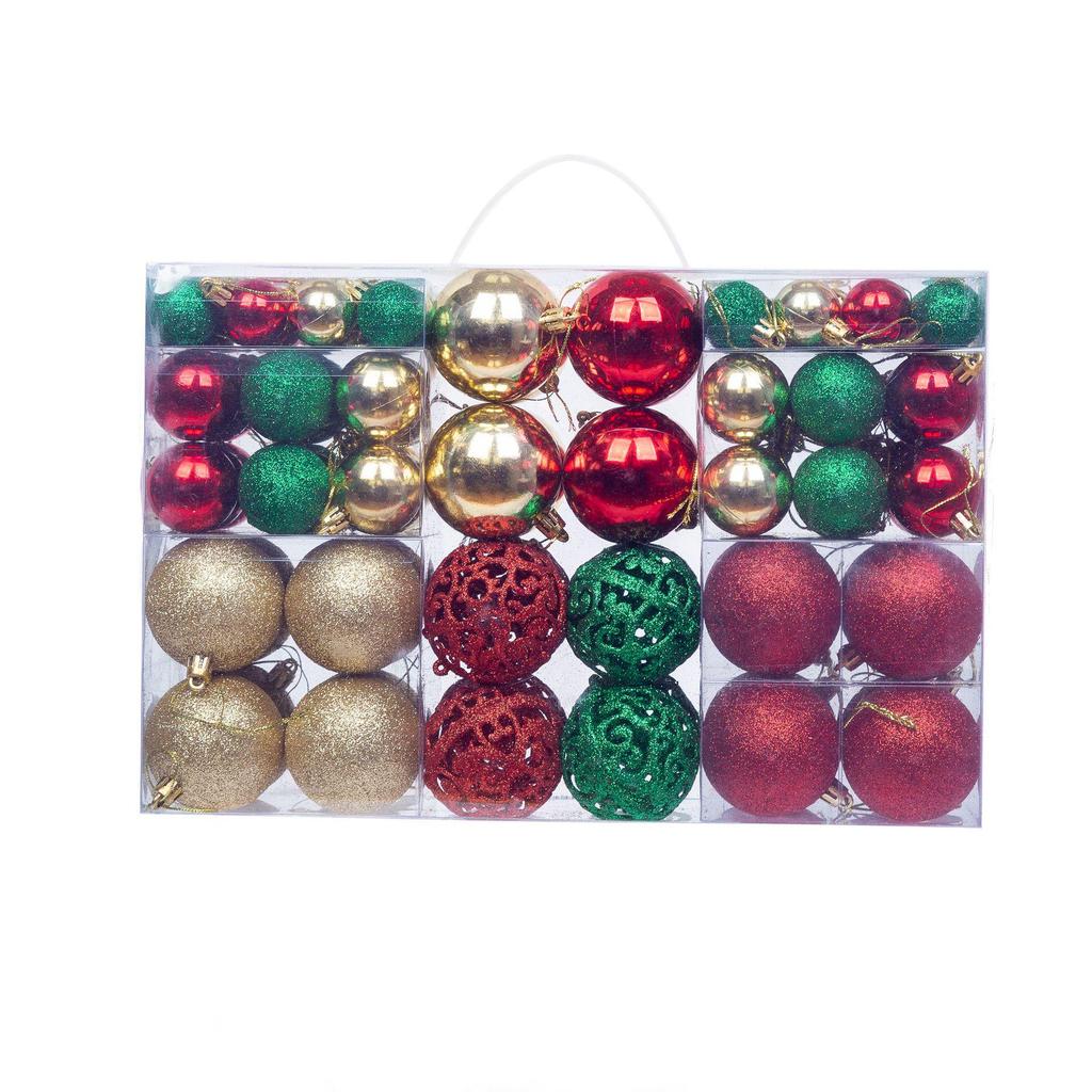 100-Piece Set of 3-6cm Shiny & Matte Pink Christmas Ornaments in PVC Box