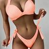 Swimsuit Women's split two-piece set Sexy neck sling Skinny solid color bikini beach swimsuit