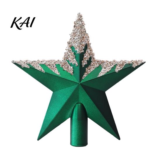 Reusable Christmas Tree Ornaments Glitter Sequins Star Topper, Shiny Sparkly Treetop Topper Ornament, Shatter-Proof Decoration for Xmas Holiday Party