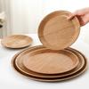 Round Solid Wood Dining Plate, Water Chestnut Wood Tray, Dessert Cake Cup, Circular Coffee, Exquisite Breakfast Tray Tableware