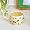 Ceramic Mug Cute Hand Pinched Irregular Small Flower Pattern Coffee Cup Breakfast Milk Tea Cups Gift for Girls