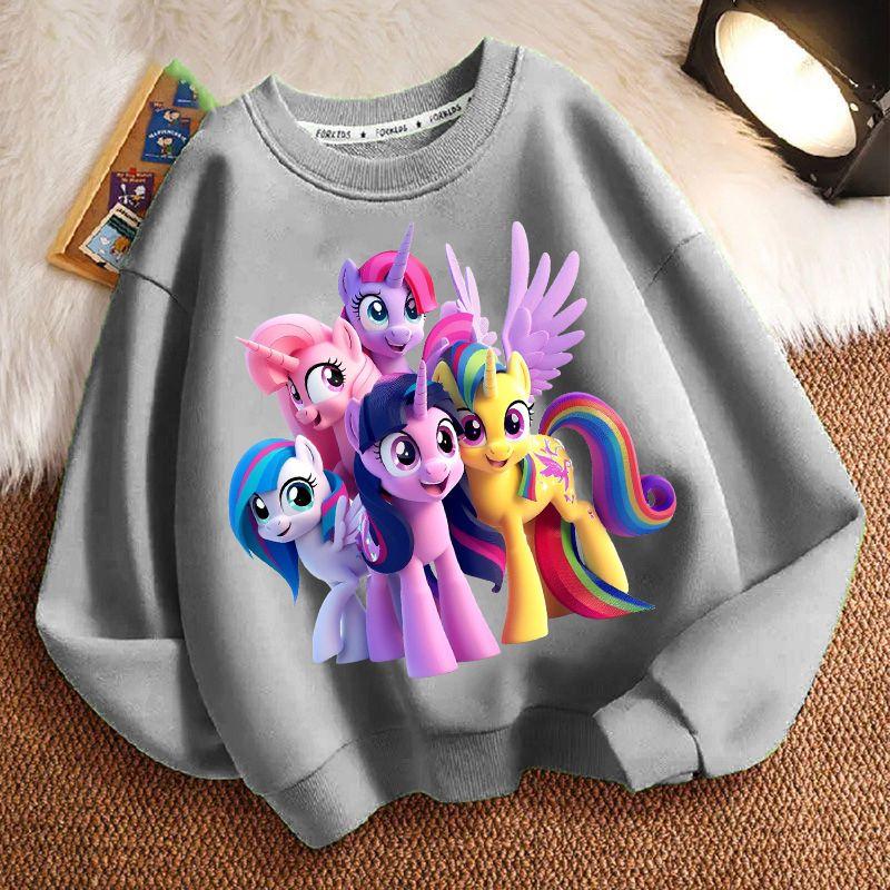 Schattige Kleine Paard Ronde Hals Hoodie voor Kinderen, Casual Top met Lange Mouwen voor Jongens en Meisjes in de Lente en Herfst