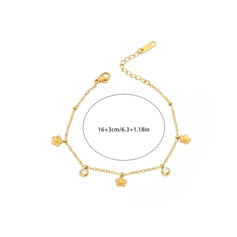 

Light luxury niche stainless steel zircon round bead flower pendant bracelet fashionable simple titanium steel hand jewelry