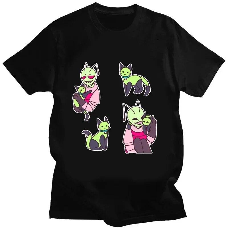 Kawaii Invader Zim Graphic TShirt Happy Hug Ready Zim Image Cute Cartoon T Shirt Unisex Women Retro T Shirt Oversized T Shirt