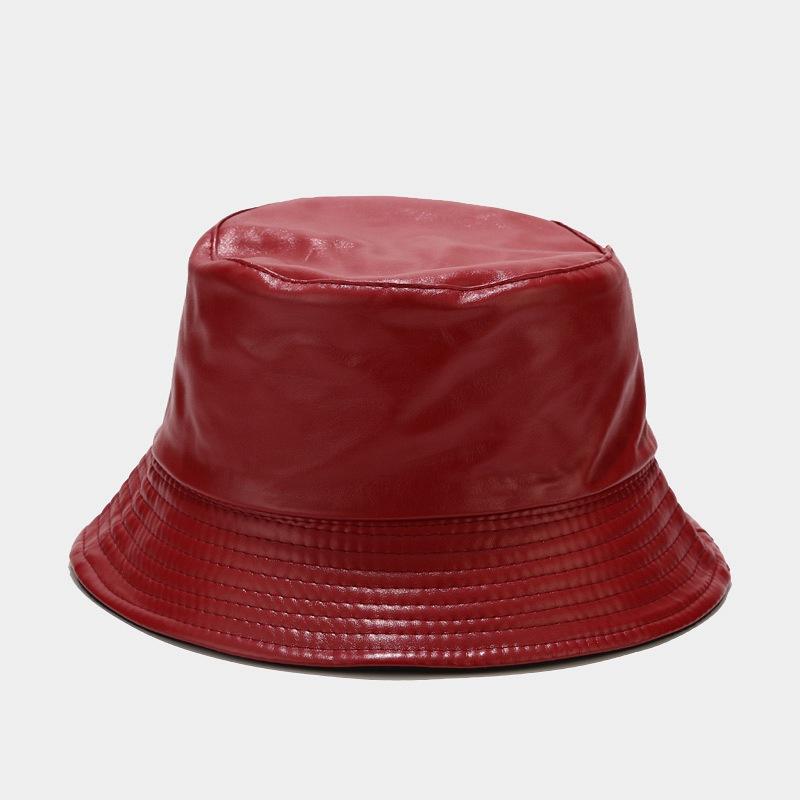 Retro leather double-sided bucket hat men's and women's outdoor versatile sun hat four seasons can wear basin hat