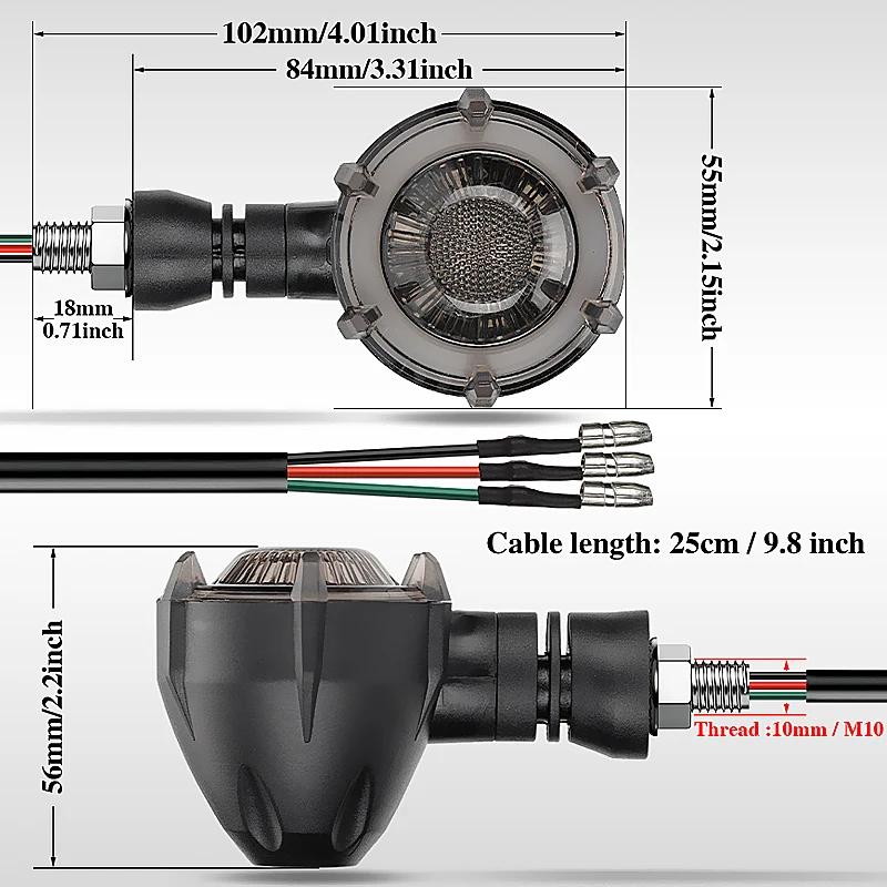 Motorcycle LED Turn Signals Lights Amber Flasher Blinker Lamps Retro Dual-Color Turn Signal Light 12V 10mm Moto Indicator Lamp