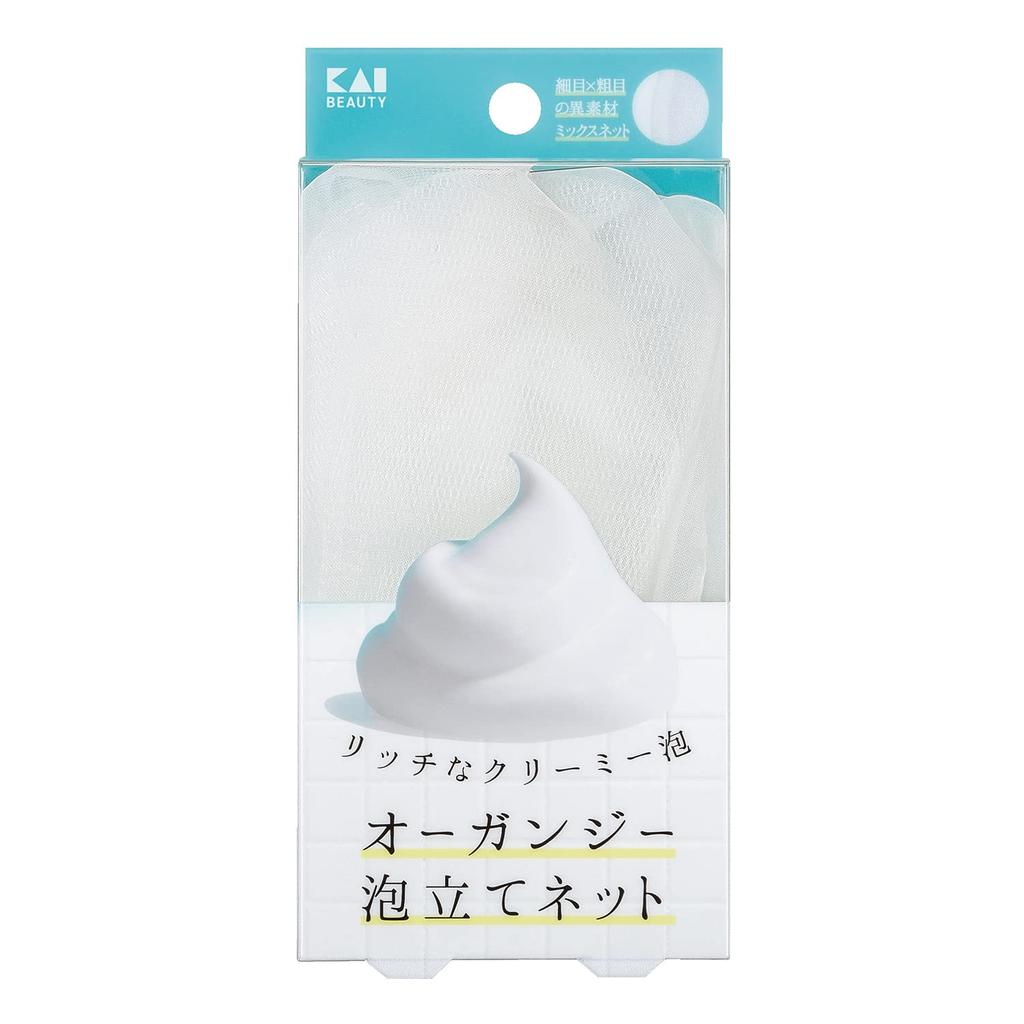 Kai Corporation Organza Löddernät Hudvård med Band - Tätt Lödder för Ansiktsrengöring, Vit Polyetylen Polyester KQ3168