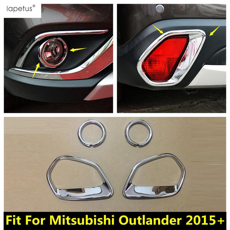 Accessories For Mitsubishi Outlander 2015 -  Front Rear Fog Light Lamp Ring  Frame Molding Cover Trim ABS Chrome Decoration