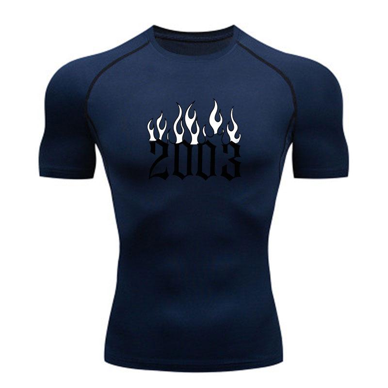 Men's Quick Dry Compression Workout T-shirt, 2003 Flame Prin