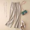 Women's High-Waisted Cotton-Linen Wide-Leg Pants - 2024 Summer Slimming, Versatile, Loose, Straight-Leg Design