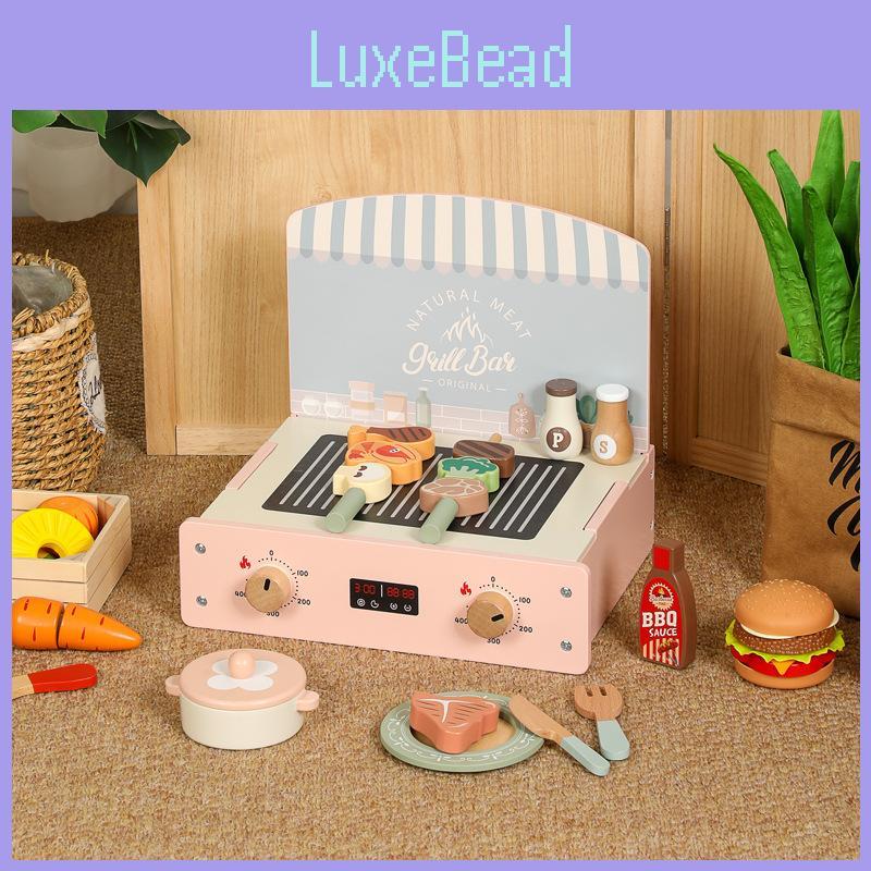Wooden Kitchen Simulation Barbecue And Cooking Utensils Children Set Toy