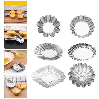 6 Pcs Stainless Steel Egg Tart Mold Baking Molds Convenient Jelly Household Multi-function Pudding Cupcake Mini