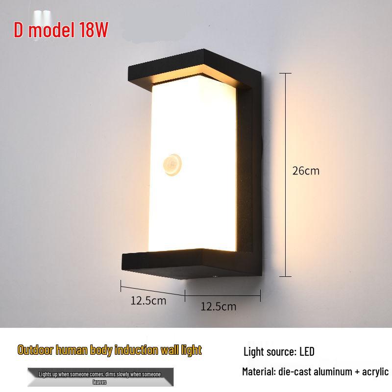 Waterproof LED Motion Sensor Outdoor Wall Light: Modern Minimalist Design for Courtyard, Balcony, and Entryway