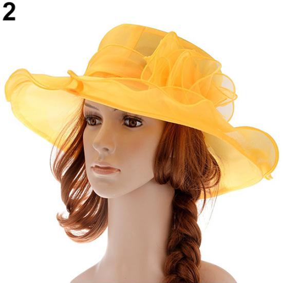Women's Fashion Large Wide Brim Sun Screen Hat Summer Flat Flower Beach Cap