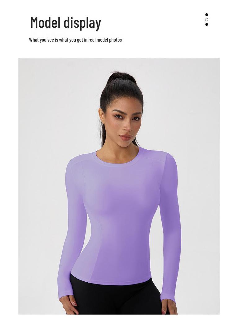European & American Autumn/Winter Long Sleeve Yoga Top - High Elastic, Quick-Dry, Bare Feel, Round Neck Fitness T-Shirt
