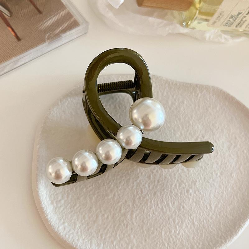 

Акриловая заколка для волос с жемчугом в виде акулы: Женский средний заколка-украшение на затылок для прически «половина вверх».