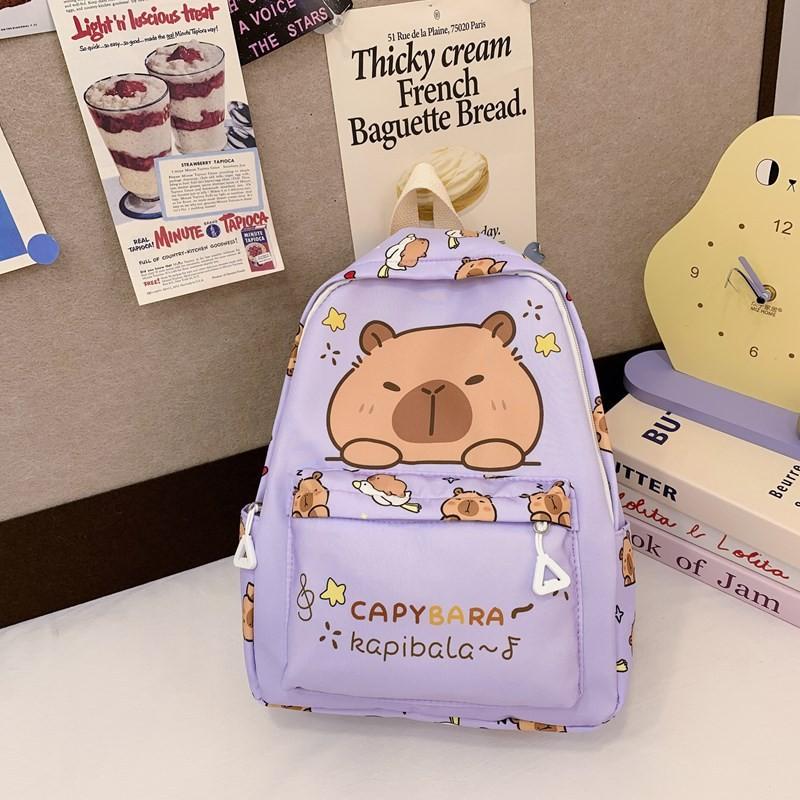 Print Animal Charming Capybara Backpack Breathable Nylon Kids School Bag For Preschool And Children Young