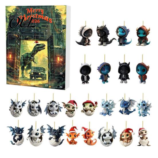 Acrylic Dragon Hanging Ornaments Advent Calendars 2026, 24 Days Christmas Countdown Calendar with To Ornaments, Collectible Pendants for Kids, Adults