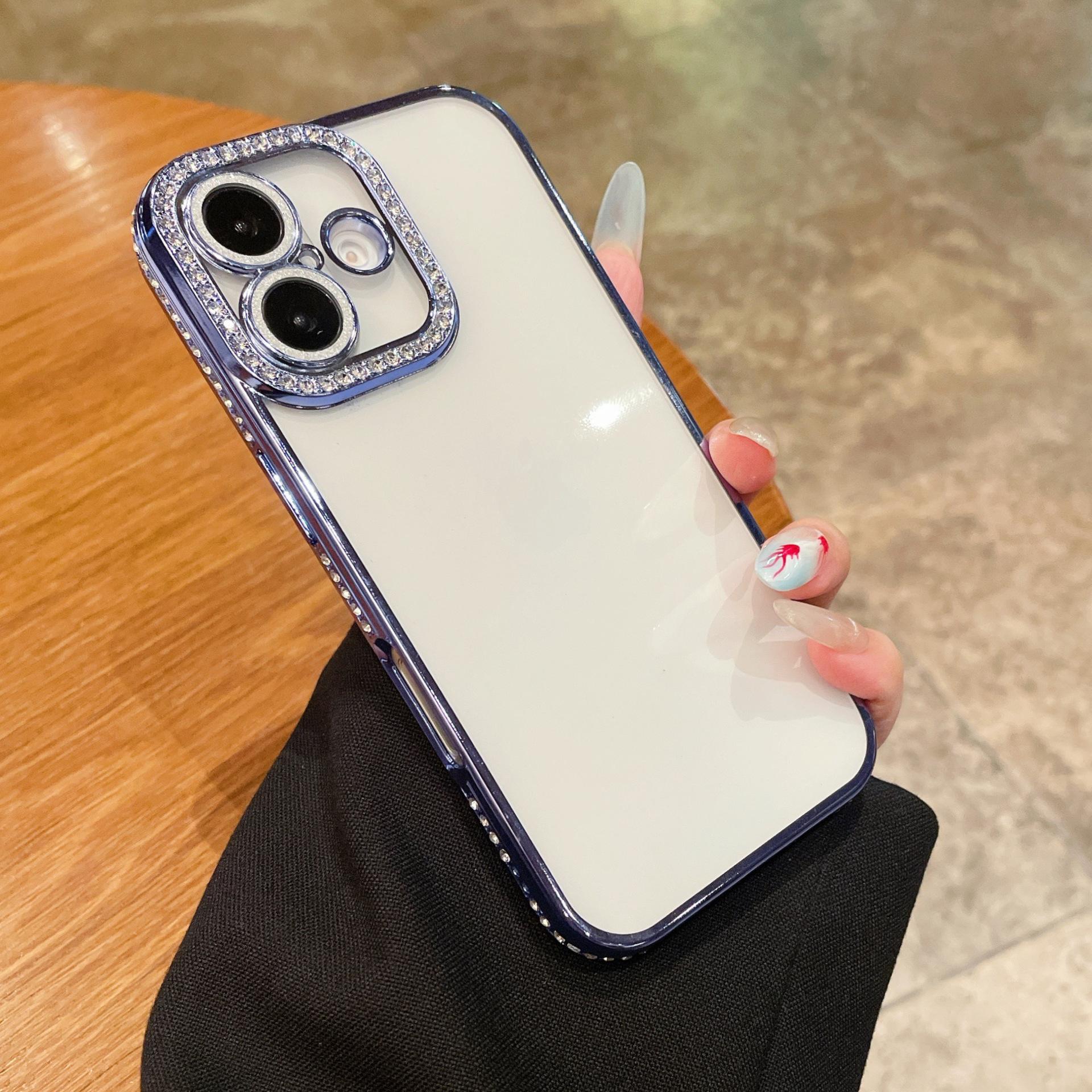 

Применимо к Apple 16 Прозрачный чехол для мобильного телефона Флеш-пудра Пленка для линз Роскошная рамка со стразами IPhone 15 Мягкий защитный чехол iPhone 11 синий