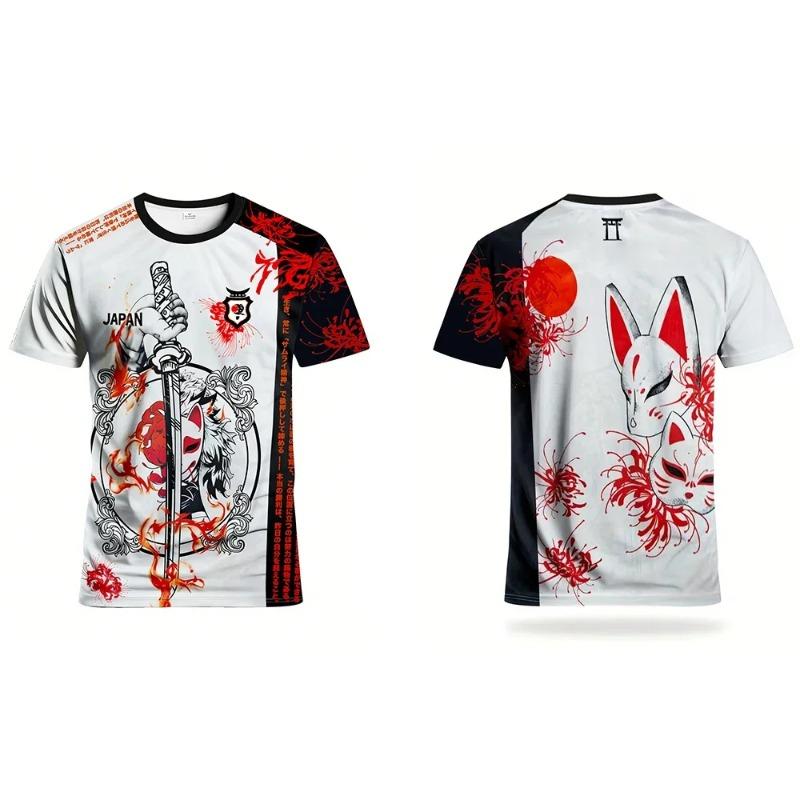 Maglia da Calcio da Uomo Stile Samurai Giapponese Girocollo Comodo Top Sportivo per Calcio Basket Pallavolo Allenamento Regalo Top