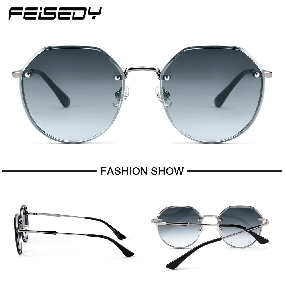 Feisedy UV400 Polygonal Popular Fashion Sunglasses with Colored Perfect for and Small B1263 Women's Sunglasses, Protection, Frame, Lenses, Travel,