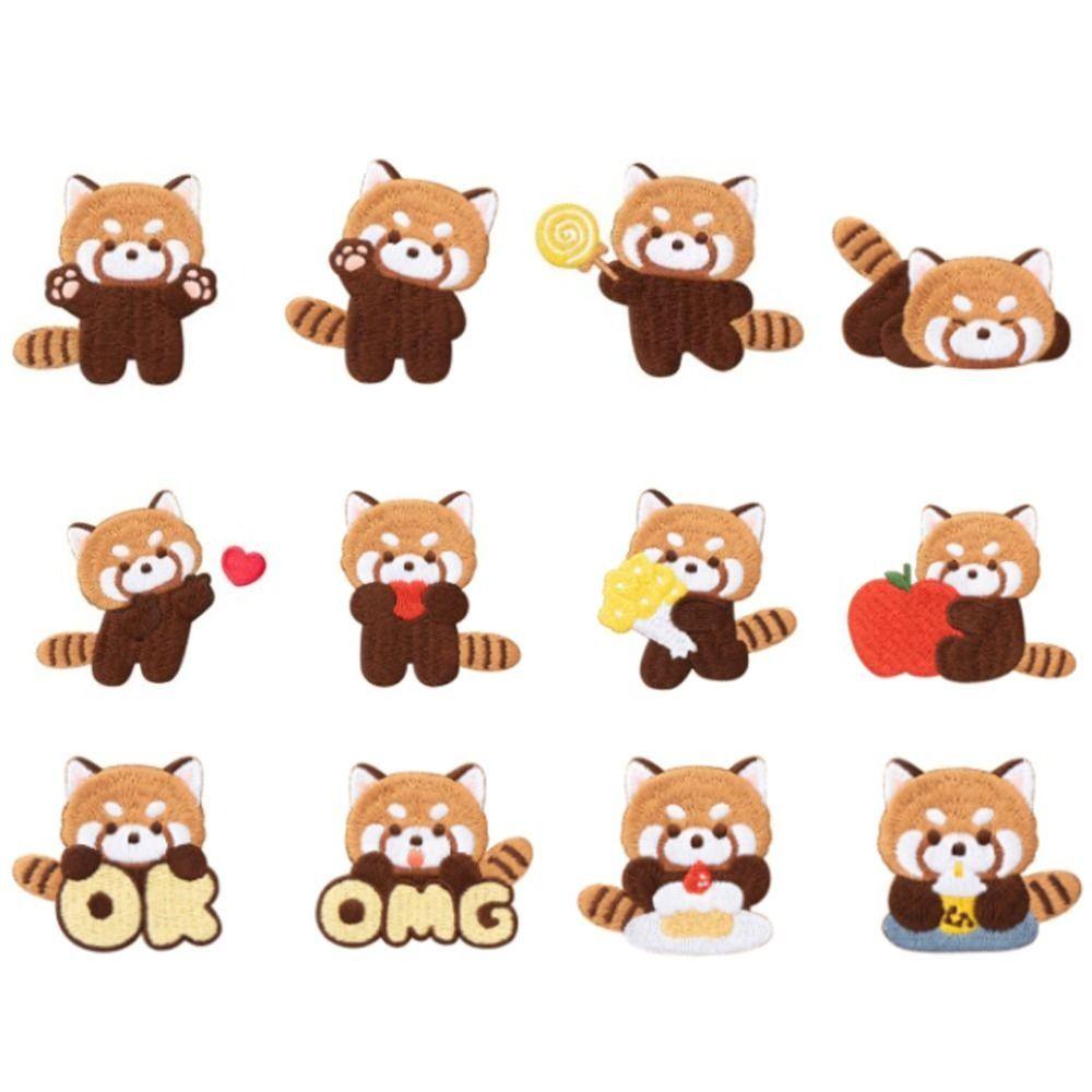 Clothing Accesories Lesser Panda Red Panda Patches Self-adhesive Cartoon Clothes Appliques Cute DIY Clothes Sticker Hairclip