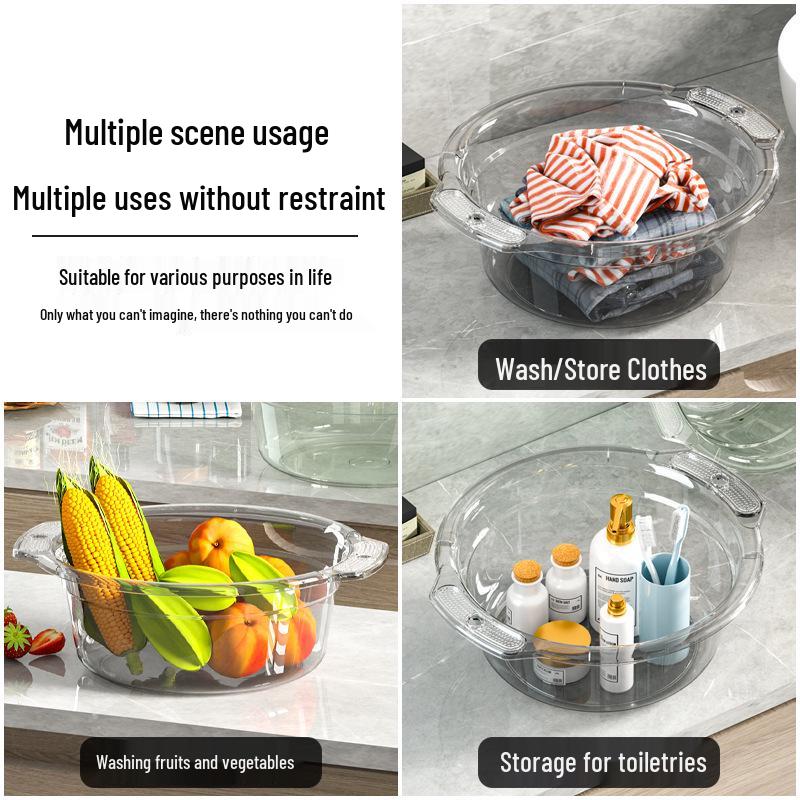 Transparent Thickened Large Household Washbasin for Laundry, Dorms & Vegetables