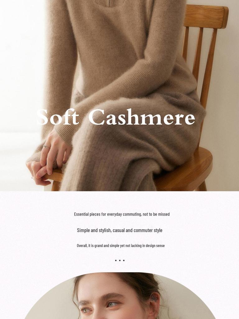 Autumn Winter Ribbed Knitwear: Large Lapel, Solid Color, Loose Half Zip, Thick Cashmere Sweater.